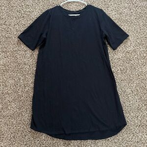 Eileen Fisher Black T-Shirt Dress Womens Medium Cotton Spandex Minimalist Casual
